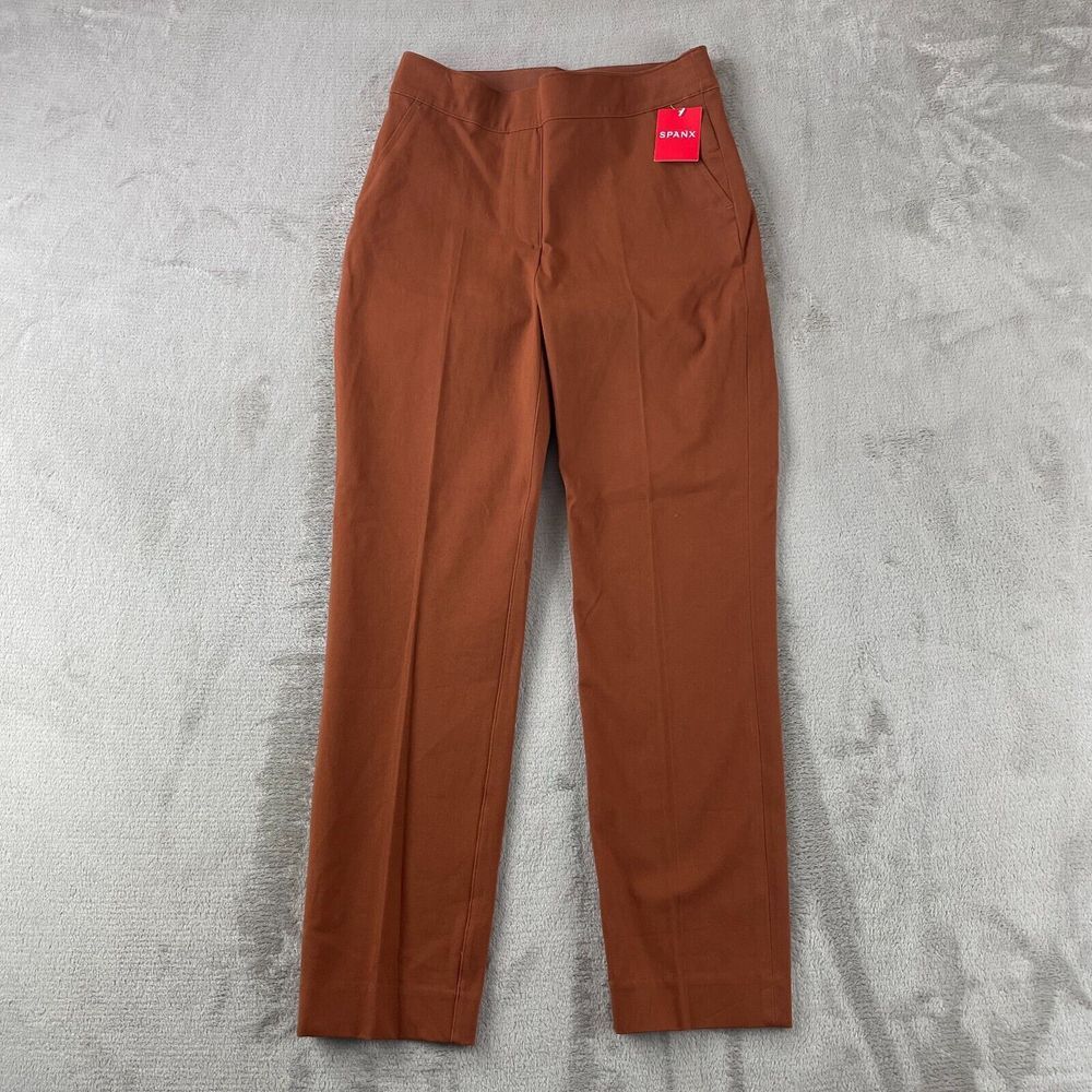 Spanx On the Go Ankle‎ Slim Straight Pants Women Small Bronze Glow NWT $128